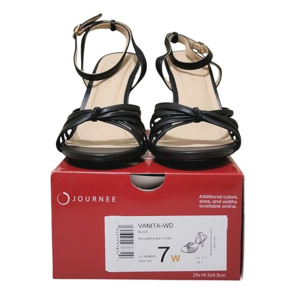 Journee Collection Women Vanita Stiletto Ankle Strap Sandals Size US 7W Black - Picture 7 of 7